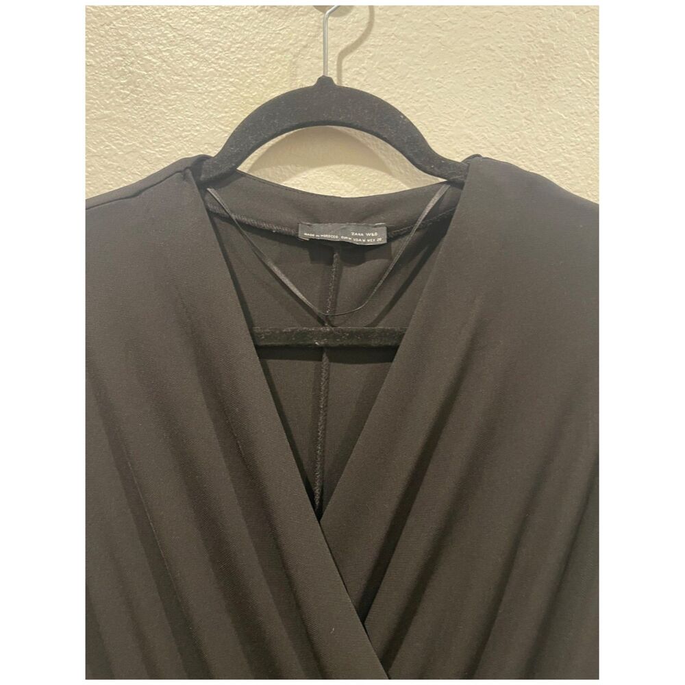 ZARA Long Sleeve V-Neck Black Jumpsuit - Picture 3 of 6
